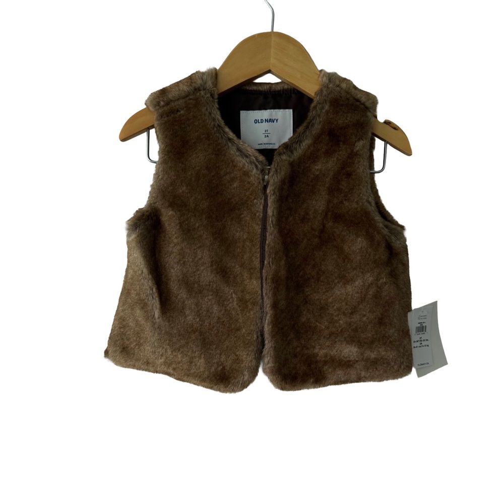 New Old Navy Kids Brown Faux Fur Vest 2T